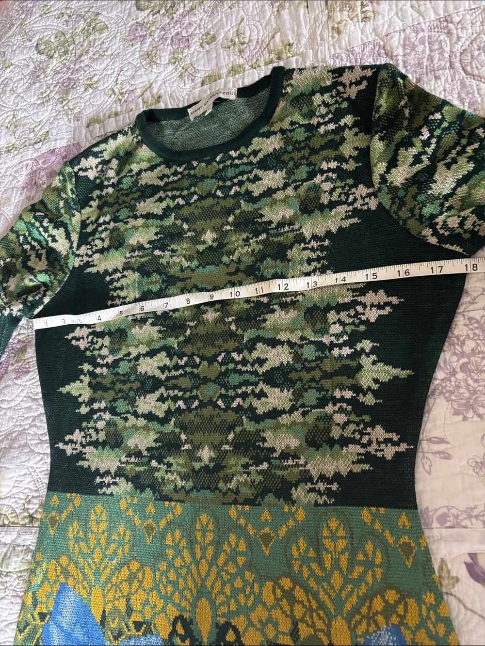 Designer Mary Katrantzou Green and Blue Patterned Dress - reversible , see pics - Picture 12 of 16